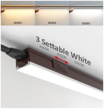 Under Cabinet Lighting Plug in, 24 Inch 1 Pc, Linkable AC120V 3CCT 3000K/4000K/5000K Ultra Slim, LED Under Cabinet Lights for Counter Light, Kitchen, Shelf, Sink, Workshop, Desk, Bronze
