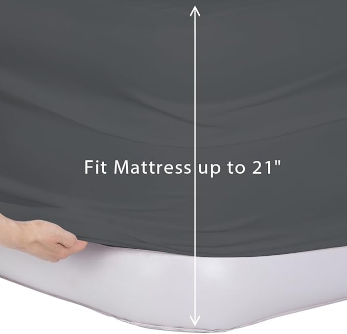 Bedecor Air Bed Sheets for Mattress Cover Removable Bed and Elastic Band Super Soft and Breathable & Deep up to 21" Dark Gray Twin XL