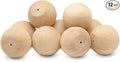 Wood Knobs, 3 Inch Round Natural Wood Drawer Pulls, Pack of 12 Unfinished Wooden Drawer Knobs, Ball Shaped Wood Cabinet Knobs, Nursery Dresser Knobs, Wood Door Knobs and Crafts
