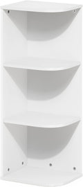 Furinno PASIR Book Shelf, 3-Tier Corner Bookshelf, Open Shelves Bookcase 9.3" x 12" x 31.5", for Living Room, Bedroom, Home Office, White