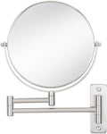 Cerdeco 8 Inch 10X Double Sided Makeup Wall Mount Mirror With Nickel Plated Finish - 360 Swivel Extendable Cosmetic Shaving Magnification