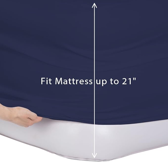 Bedecor Air Bed Sheets for Mattress Cover Removable Bed and Elastic Band Super Soft and Breathable & Deep up to 21" Blue Queen
