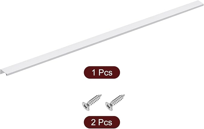 uxcell Cabinet Finger Edge Pull, 1pcs 800mm / 31.5" Aluminum Alloy Back Mount Hidden Cabinet Pulls Concealed Handle for Home Kitchen Drawer Cabinet, Silver
