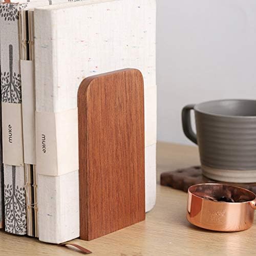 Muso Wood Book Ends for Shelves, Non-Slip Bookends, Heavy Duty Wooden Bookend Support for Books and Movies (Sapele 2 Pairs)