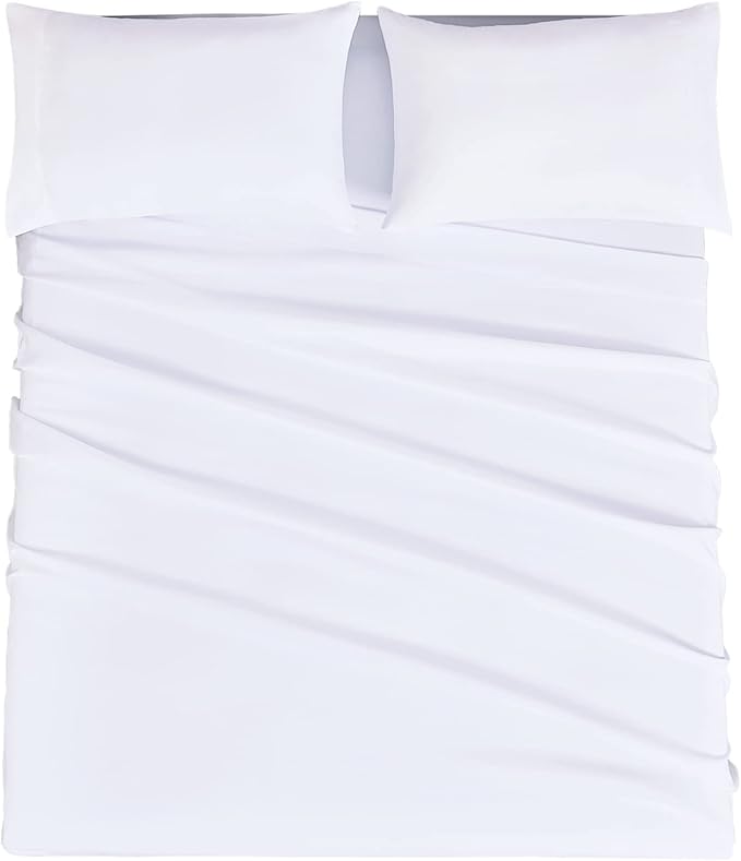 Mejoroom Full Size Sheet Sets - Hotel Luxury 1800 White Sheet - 16 Inch Deep Pocket Bed Sheets, Soft, Breathable, Wrinkle, Fade & Stain Resistant - 4 Piece (Full, White)