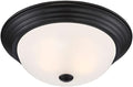 DESIGNERS FOUNTAIN Reedley 2-Lights Flush Mount Ceiling Light, 13 Inch Lighting Fixture for Kitchen, Bedroom, Bathroom, and Hallway, Oil Rubbed Bronze with Etched Glass, 1257M-ORB-W