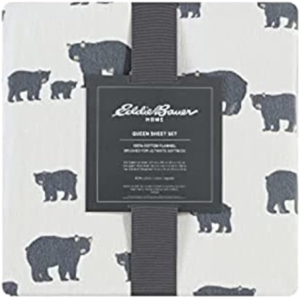 Eddie Bauer - Twin Sheets, Cotton Flannel Bedding Set, Brushed For Extra Softness, Cozy Home Decor (Bear Family, Twin)