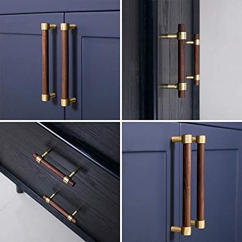 Drawer 6.69"/170mm Pulls Brass Walnut Kitchen Wardrobe Cabinet Hardware Pull Handle with Screw,24Pcs