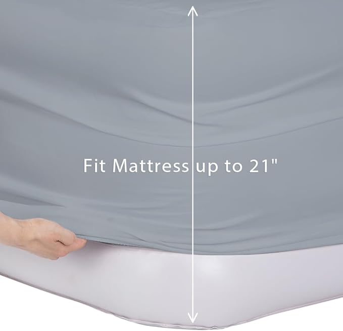 Bedecor Air Bed Sheets for Mattress Cover Removable Bed and Elastic Band Super Soft and Breathable & Deep up to 21" Light Gray Queen
