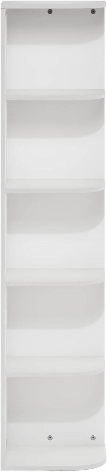 Furinno PASIR Book Shelf, 5-Tier Corner Bookshelf, Open Shelves Bookcase 9.3" x 12" x 51.7", for Living Room, Bedroom, Home Office, White