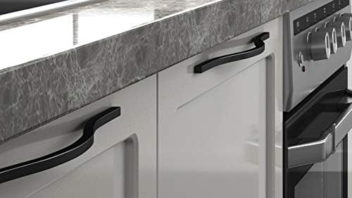 Goo-Ki Modern Handle,Minimalist Cabinet Pull,Matt Black Drawer Handle Wardrobe Cabinet Door Handle, 6.3''/7.6'' Double Hole Centers,6 Packed