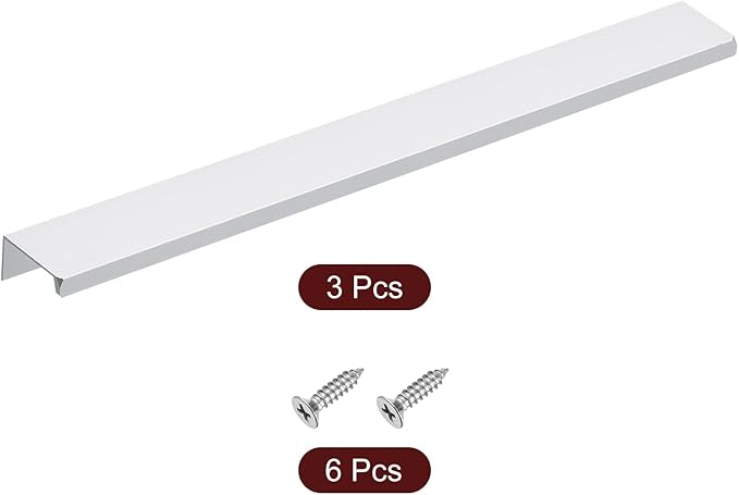 uxcell Cabinet Finger Edge Pull, 3pcs 300mm / 11.81" Aluminum Alloy Back Mount Hidden Cabinet Pulls Concealed Handle for Home Kitchen Drawer Cabinet, Silver