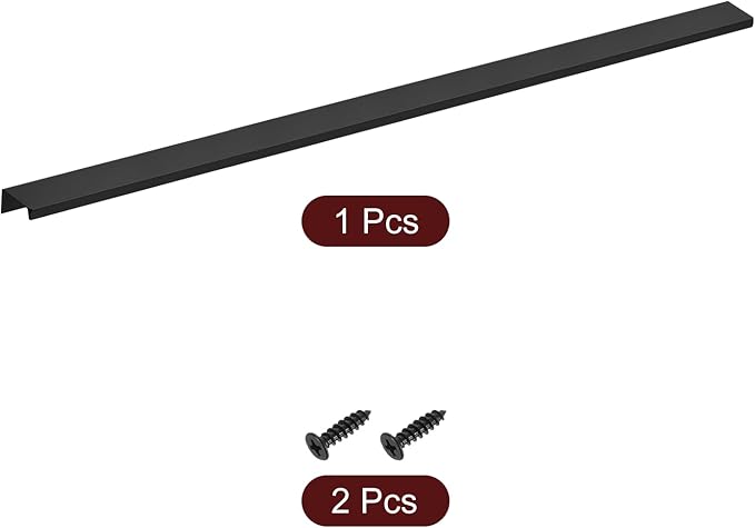 uxcell Cabinet Finger Edge Pull, 1pcs 600mm / 23.62" Aluminum Alloy Back Mount Hidden Cabinet Pulls Concealed Handle for Home Kitchen Drawer Cabinet, Black