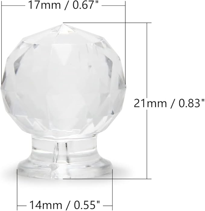 MroMax 6Pcs Tiny Pull Handle Round Acrylic Pull Knob Small Size Transparent 2.1x1.7x1.4cm(LxWxH) Need Glue to use