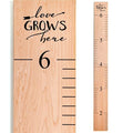 Headwaters Studio Wooden Growth Chart – Kids Height Chart, Wall Measurement for Kids, Height Chart for Wall, Growth Ruler for Children – Natural with Black Numerals - “Love Grows Here” (63" x 6.7")