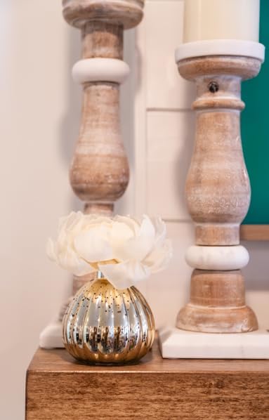 Bridgewater Candle Welcome Home Flower Diffuser | Cinnamon, Plum, Apple Scented Diffuser | Metallic Decorative Air Freshener for Home | 8 oz | 60 Day Lifespan