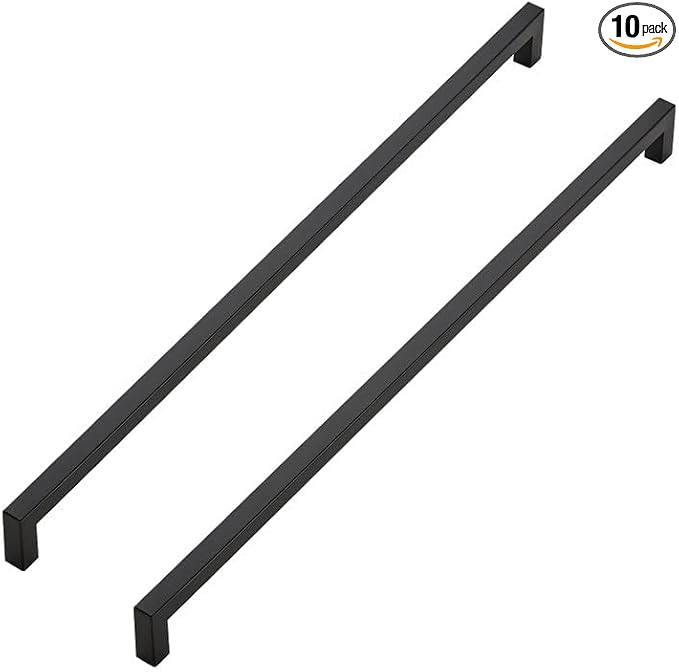 Ravinte 10 Pack Black Cabinet Pulls 18 Inch Square Kitchen Cabinet Handles Matte Black Kitchen Hardware for Drawer Pulls Drawer Handles Come with Screwdriver