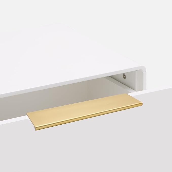 goldenwarm 100 Pack Gold Finger Edge Pulls Drawer Finger Pulls Champagne Gold Kitchen Hardware Handles Bedroom Dresser Drawers,5in Hole Center