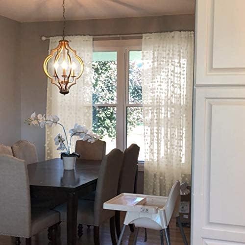 MYSKY HOME Pom Pom Beige Sheer Curtains for Bedroom Girls Room Curtains 84 Inches Long for Nursery Kids Light Filtering Boho Window Drapes, Rod Pocket, 38" Wide, 2 Panels