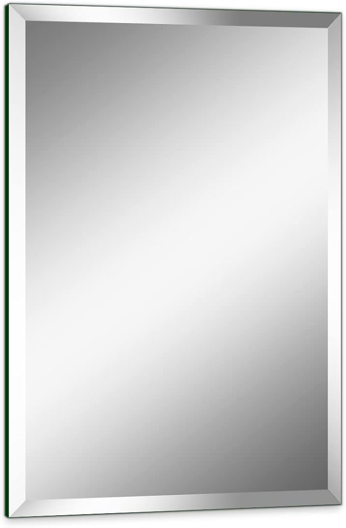 18"x24" Frameless Rectangle Wall Mirror with 1 inch Beveled Edge for Bathroom Vanity