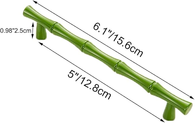 10pcs Cabinet Handles Hole Centers 5",Bamboo Shape Kitchen Cupboard Dresser Closet Drawer Door Pulls Green