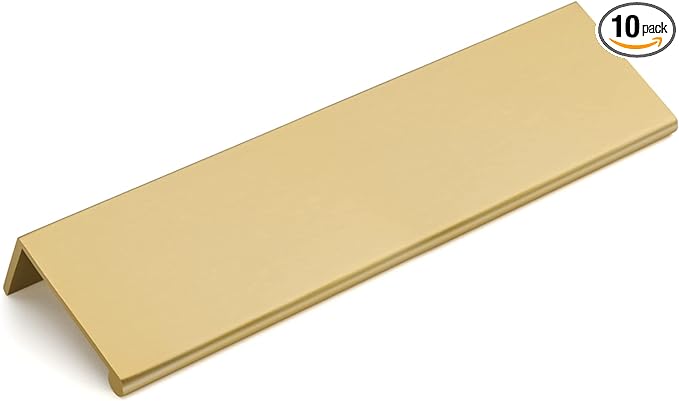 goldenwarm 10 Pack Gold Finger Edge Pulls Drawer Finger Pulls Champagne Gold Kitchen Hardware Handles Bedroom Dresser Drawers,5in Hole Center