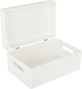 Large White Wooden Box Storage with Hinged Lid | 11.8x7.87x5.51in (+-0.5) | with Handles | Gift Box for Tool Dog Toy Shoes Clothes Kitchen Storage | Wood Keepsake Chest