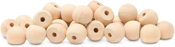 Wood Knobs, 3/4 Inch Round Natural Wood Drawer Pulls, Pack of 25 Unfinished Wooden Drawer Knobs, Ball Shaped Wood Cabinet Knobs, Nursery Dresser Knobs, Wood Door Knobs and Crafts