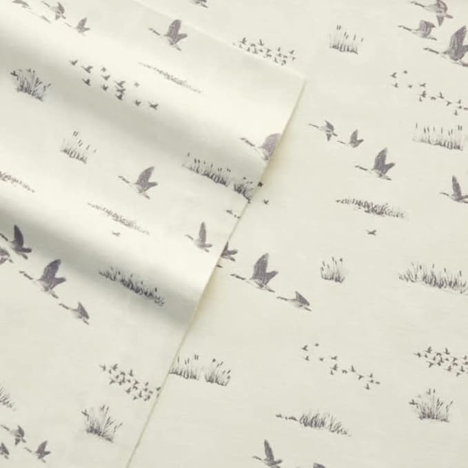 Eddie Bauer - Full Sheet Set, Warm Breathable Cotton Flannel Bedding with Deep Pockets, Brushed for Extra Softness, Cozy Home Decor, Oeko-Tex Certified (Geese Meadows, Full)