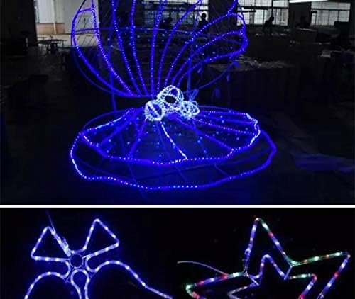 33ft LED Rope Lights, 110V 2 Wire Connectable Blue Rope Lights Outdoor, 240 LED Waterproof Blue Rope Christmas Lights for Deck, Patio, Pool, Camping, Halloween Decorations
