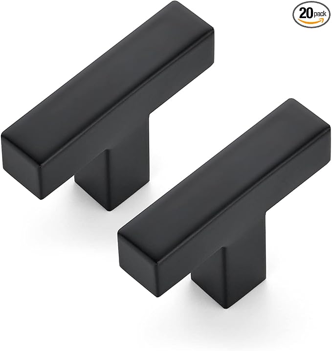 Ravinte 20 Pack 2 inch Length Square Cabinet Pulls Matte Black Stainless Steel Kitchen Drawer Pulls Cupboard Handles Cabinet Handles