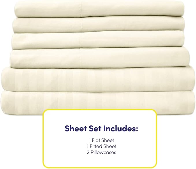 Twin Size Bed Sheets - 4 Piece 1500 Supreme Collection Fine Brushed Microfiber Deep Pocket Twin Sheet Set Bedding - 1 EXTRA PILLOW CASES, GREAT VALUE, Twin, Dobby Beige