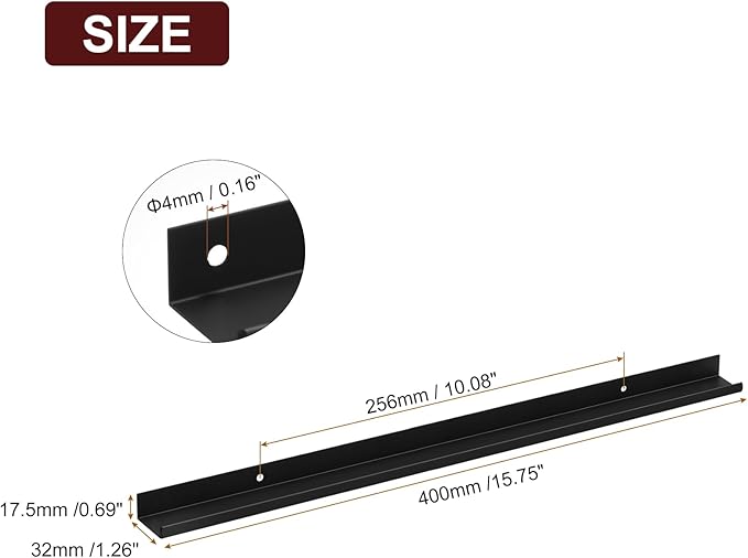 uxcell Cabinet Finger Edge Pull, 3pcs 400mm / 15.75" Aluminum Alloy Back Mount Hidden Cabinet Pulls Concealed Handle for Home Kitchen Drawer Cabinet, Black
