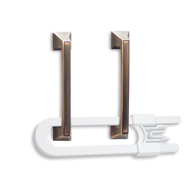 Vmaisi 8 Pack Baby Sliding Cabinet Locks - Adjustable U Shaped Child Safety Locks,Childproof Latches for Kitchen Bathroom Storage Cupboards Doors, Handles and Knobs White