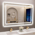 LED Bathroom Mirror, 40"X28" with Front and Backlit, Anti-Fog, Bathroom Vanity Mirror for Wall, Memory Function, Stepless Dimmable, Tempered Glass (Horizontal/Vertical)