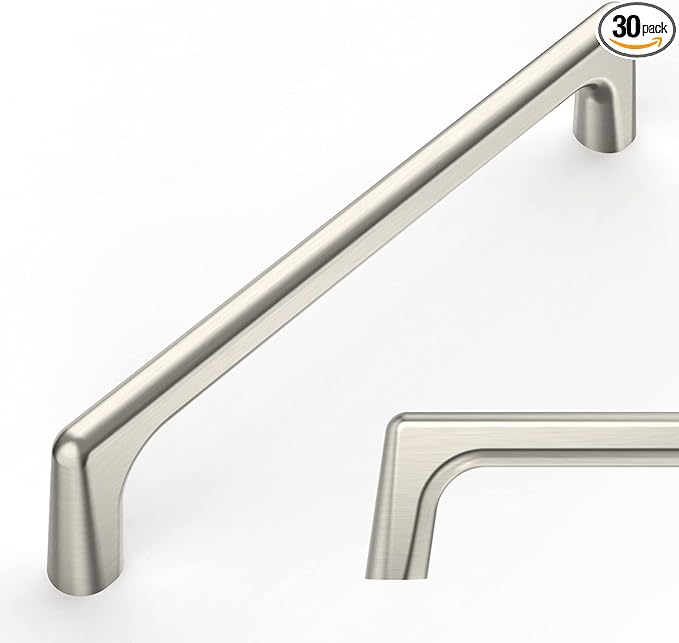 Amerdeco 30 Pack Brushed Satin Nickel Cabinet Pulls 5 Inch(128MM) Hole Centers Kitchen Cabinet Handles Hardware Kitchen Handles for Cabinets Cupboard Handles Drawer Pulls ZH0041