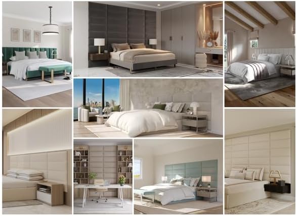 Vänt Upholstered Wall Panels - Queen/Full Size Wall Mounted Headboards - Faux Merino Wool Camel - Set of 4 Panels (Each Individual Panel 30"x11.5")