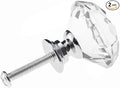 Joyhey 2 Pack 30 mm Diamond Shaped Glass Crystal Knobs with 3 Size Screws for Cabinet, Drawer, Cupboard, Dresser