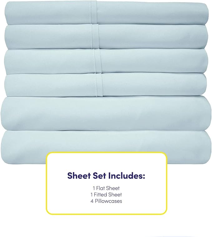 Sweet Home Collection 6 Piece 1500 Supreme Collection Brushed Microfiber Deep Pocket Sheet Set-2 Extra Pillow Cases, Great Value, Rv Short Queen, Aqua