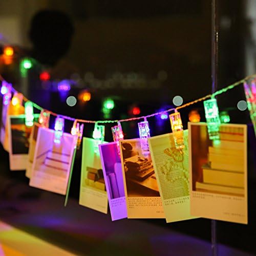 50 LED Photo Clip Fairy Lights for Home Bedroom Wall - Twinkle Starry Decor for Halloween, Thanksgiving, Christmas, Party, Wedding - Multicolor
