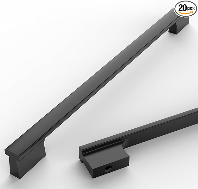 Asidrama 20 Pack 10 Inch(254mm) Matte Black Kitchen Cabinet Handles, Cabinet Pulls Kitchen Cabinet Hardware for Cupboard Drawer Pulls