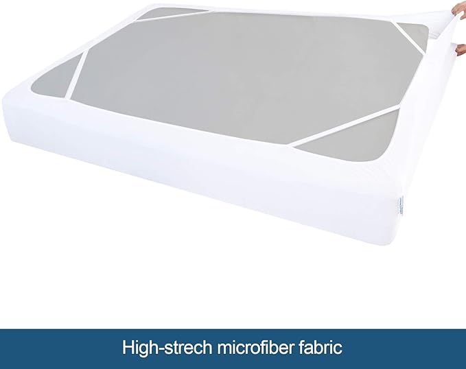 Twin Size Box Spring Cover with Smooth and Elastic Woven Fabric, Alternates for Bed Skirt, Wrinkle & Fading Resistant, Washable, Dustproof, White, 2 Pack