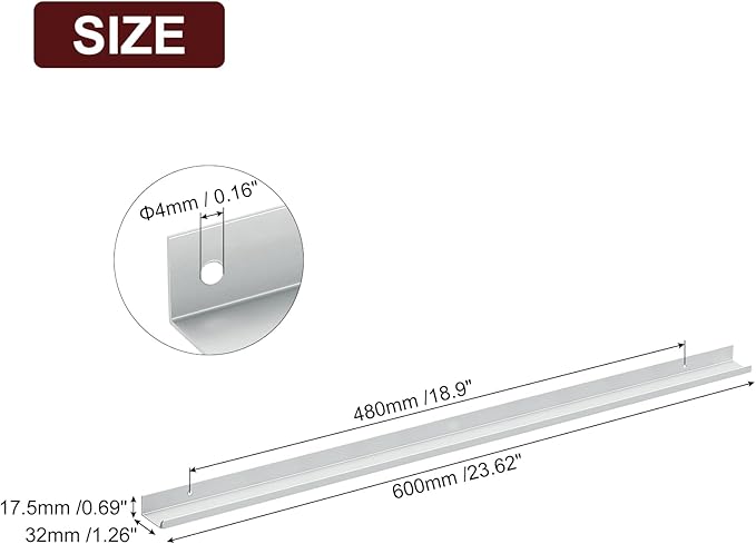 uxcell Cabinet Finger Edge Pull, 1pcs 600mm / 23.62" Aluminum Alloy Back Mount Hidden Cabinet Pulls Concealed Handle for Home Kitchen Drawer Cabinet, Silver