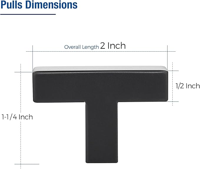 JOY DECOR 50 Pack Cabinet Knobs, Black Cabinet Handles, 2 Inch Kitchen Knobs, Single Hole Drawer Hardware for Dresser Drawers