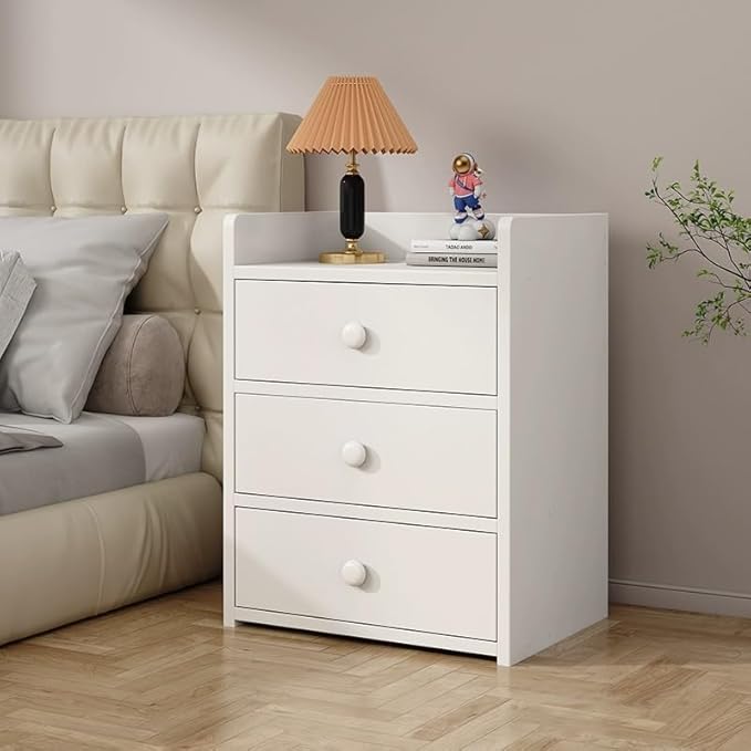 8PCS Round Wood Drawer Knob,Dresser Furniture Drawers 33mm Dia,White Cabinet Pulls Handles with Screws Hardware for Drawer Wardrobe Dresser