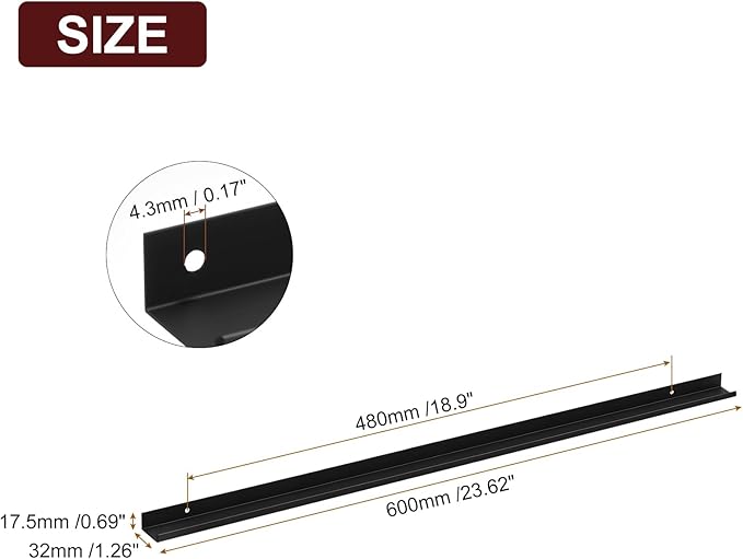 uxcell Cabinet Finger Edge Pull, 3pcs 600mm/23.62 Aluminum Alloy Back Mount Hidden Cabinet Pulls Concealed Handle for Home Kitchen Drawer Cabinet, Black