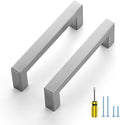 Ravinte 15 Pack Brushed Nickel Kitchen Cabinet Handles 4-1/2 Inch Cabinet Pulls Square Kitchen Hardware for Cabinet Drawer Pulls Drawer Handles Come with Screwdriver