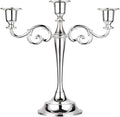OwnMy 3 Arms Metal Candelabra Candlestick Silver European Elegant Candle Holder Candle Stand for Wedding Dining Table Christmas Party Home Decoration (Silver Tone)