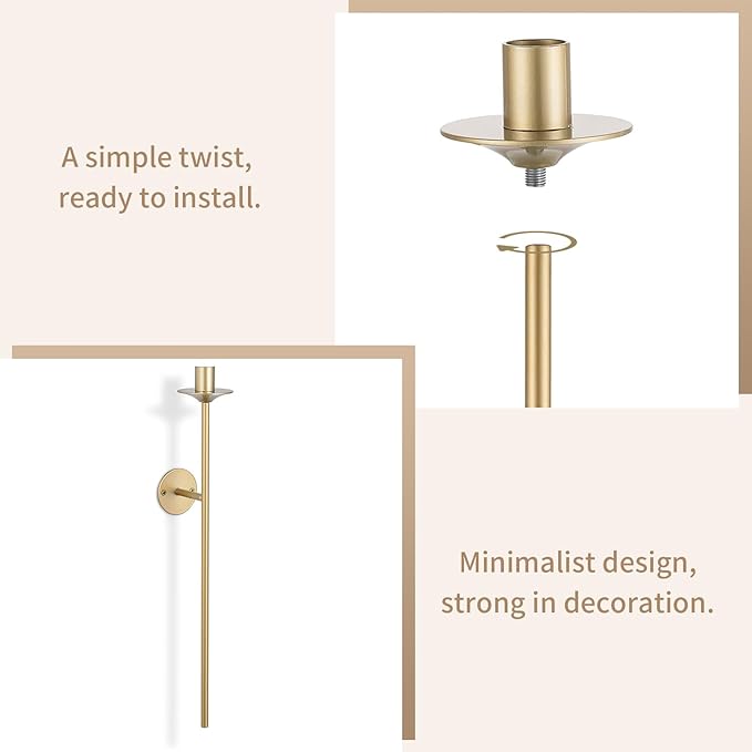 Sziqiqi Wall Candle Holder Gold: Candle Sconces Wall Decor Set of 2 for Dining Room Wall Hanging Candle Sticks Holder for Living Room Fireplace