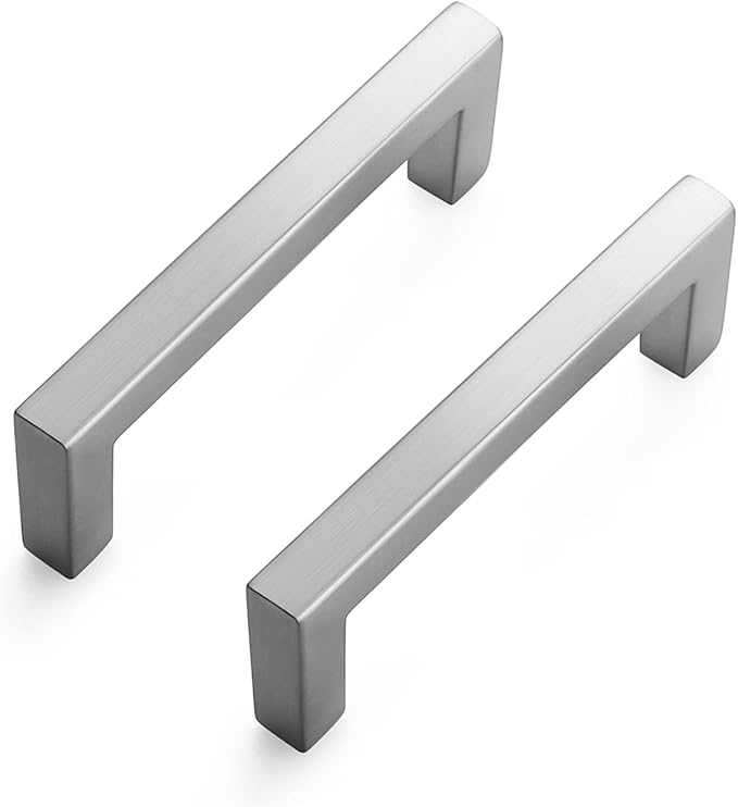 Ravinte 5 Pack Solid 3 Inch Center to Center Slim Square Bar Drawer Handles Kitchen Cabinet Handles Brushed Nickel Drawer Pulls Kitchen Cabinet Hardware Kitchen Handles Cabinet Pulls
